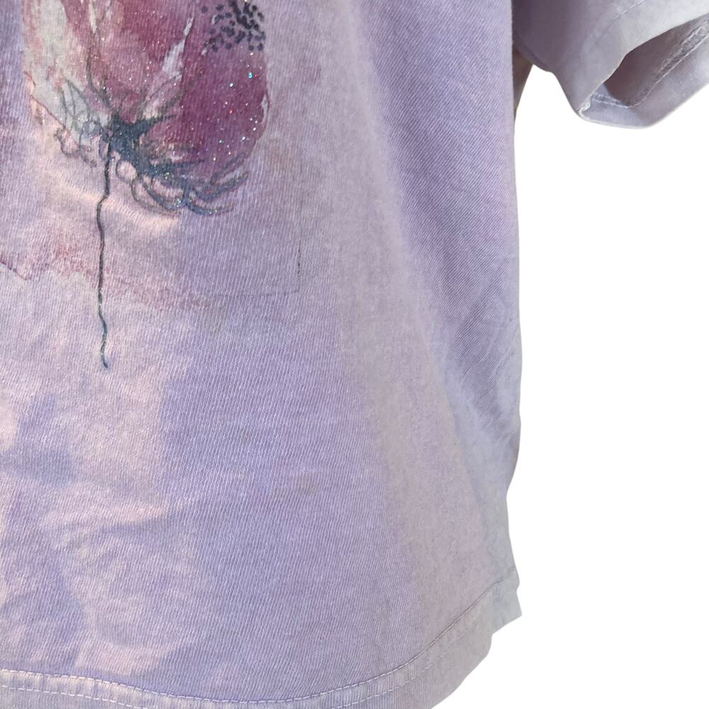 Vintage Authentic Pigment Purple Floral T Shirt Womens Sz Large Y2K Artsy Kawaii - Picture 10 of 14